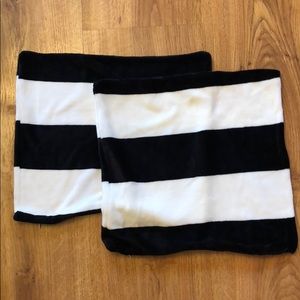 Two black and white pillow cases